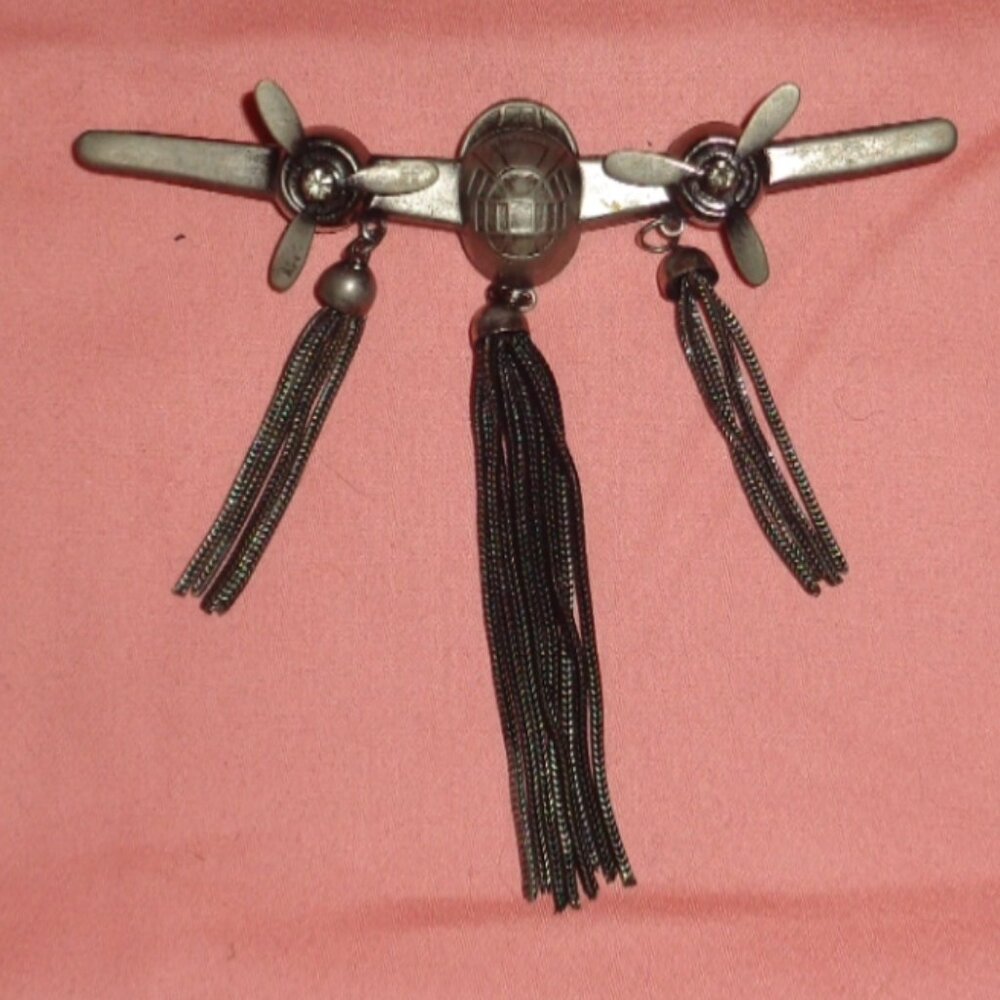 XRARE-AWESOME STEVE SASSO .925 SILVER WW2 BOMBER AIRPLANE BAR BROOCH PIN